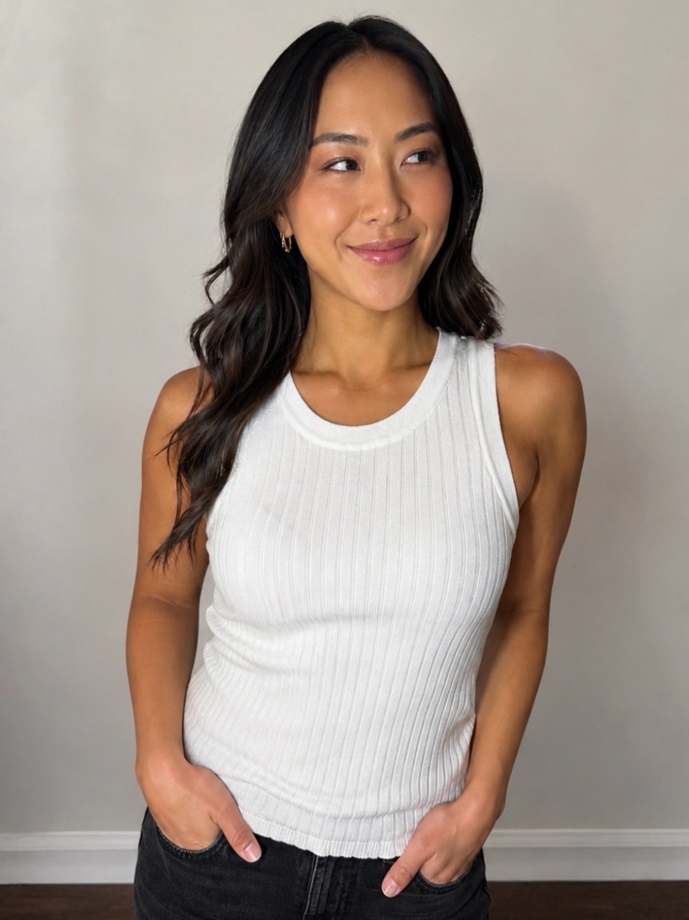 Dynamite White Ribbed Tank Top